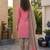 Peach printed cotton blend stitched geometric print salwar kurta dupatta for women