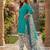 Teal printed cotton blend stitched geometric print salwar kurta dupatta for women