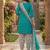 Teal printed cotton blend stitched geometric print salwar kurta dupatta for women