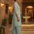 Teal printed cotton blend stitched geometric print salwar kurta dupatta for women