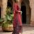 Red printed cotton blend stitched geometric print salwar kurta dupatta for women