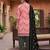 Pink printed cotton blend stitched geometric print salwar kurta dupatta for women
