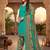 Teal printed cotton blend stitched floral print salwar kurta dupatta for women