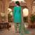 Teal printed cotton blend stitched floral print salwar kurta dupatta for women