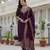 Wine coding embroidery with sequins work  roman silk straight kurti pant dupatta set