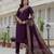 Wine coding embroidery with sequins work  roman silk straight kurti pant dupatta set