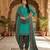 Teal printed cotton blend stitched geometric print salwar kurta dupatta for women