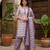 Purple printed cotton blend stitched floral print salwar kurta dupatta for women