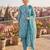 Teal printed cotton blend stitched geometric print salwar kurta dupatta for women