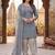 Grey printed cotton blend stitched bandhani print salwar kurta dupatta for women