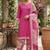 Pink printed cotton blend stitched geometric print salwar kurta dupatta for women