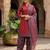 Red printed cotton blend stitched geometric print salwar kurta dupatta for women