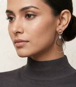 Gold Plated CZ Long Bar Leafe Hoop Dangle Drop Earrings for Girls and Wo 