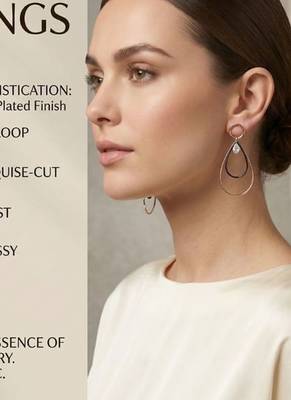 Gold Plated CZ Long Bar Leafe Hoop Dangle Drop Earrings for Girls and Wo  3