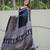 Black Color Mirror Work Satin Saree