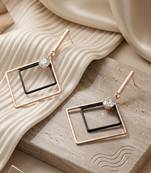 Square Arc Earrings | Gold-Plated Figure Geometric Dangle | Hypoallergenic Lightweight Jewelry for Wo 