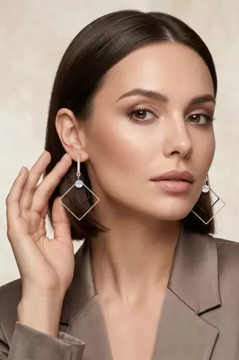 Square Arc Earrings | Gold-Plated Figure Geometric Dangle | Hypoallergenic Lightweight Jewelry for Wo 