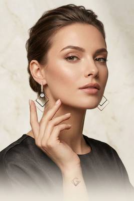 Square Arc Earrings | Gold-Plated Figure Geometric Dangle | Hypoallergenic Lightweight Jewelry for Wo  3