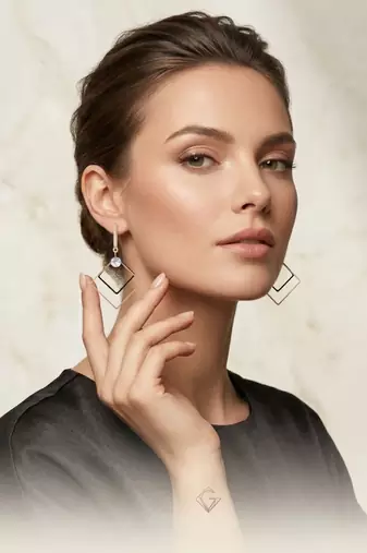 Square Arc Earrings | Gold-Plated Figure Geometric Dangle | Hypoallergenic Lightweight Jewelry for Wo 