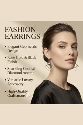 Square Arc Earrings | Gold-Plated Figure Geometric Dangle | Hypoallergenic Lightweight Jewelry for Wo  4