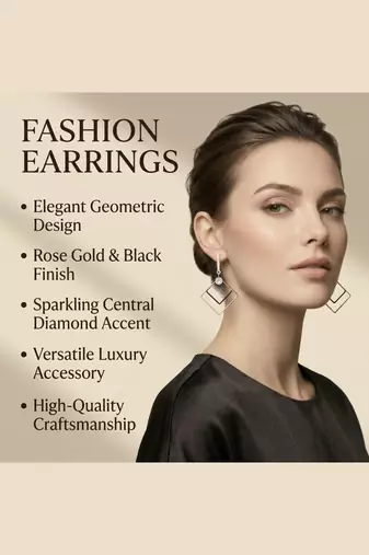 Square Arc Earrings | Gold-Plated Figure Geometric Dangle | Hypoallergenic Lightweight Jewelry for Wo 