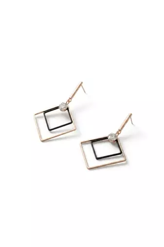 Square Arc Earrings | Gold-Plated Figure Geometric Dangle | Hypoallergenic Lightweight Jewelry for Wo 