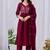 Maroon embroidered mul cotton kurta pant dupatta set | handwork & floral embroidery