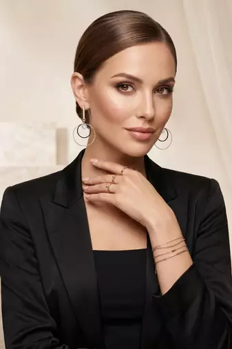 Gold Plated CZ Long Bar Circular Geometric Hoop Dangle Drop Earrings for Girls and Wo 
