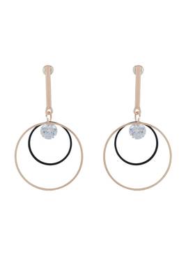 Gold Plated CZ Long Bar Circular Geometric Hoop Dangle Drop Earrings for Girls and Wo  5