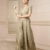 Handwoven Banarasi Brocade Suit Widelegged Party Wear Jumpsuit In Pista Golden Colour