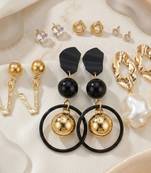 Wo  Set of 6 Gold-Plated Pear-Beaded Hoop Earrings 
