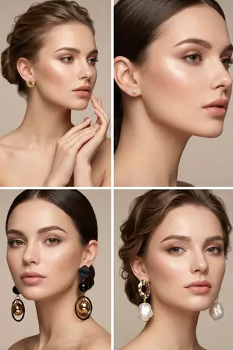 Wo  Set of 6 Gold-Plated Pear-Beaded Hoop Earrings 