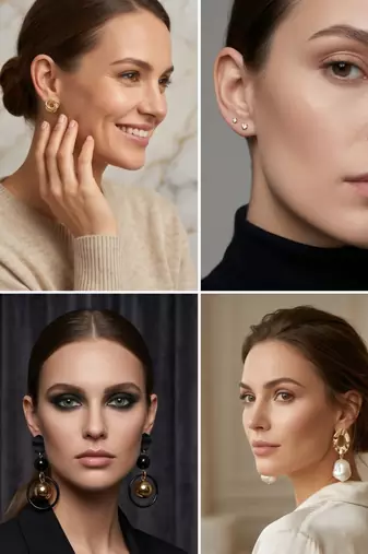 Wo  Set of 6 Gold-Plated Pear-Beaded Hoop Earrings 
