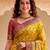 Yellow Color  Kashmiri Thread Wooven Work Silk Blend Saree