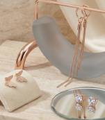 Set of 3 Rose-Gold-Plated Pear-Beaded Hoop Earrings