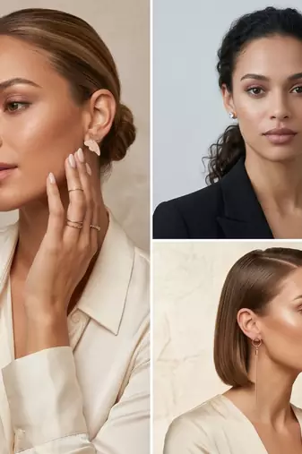 Set of 3 Rose-Gold-Plated Pear-Beaded Hoop Earrings