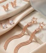 Set of 3 Rose-Gold-Plated Pear-Beaded Earrings 