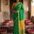 Green colour handloom cotton saree with contrast border & tassels