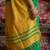 Green colour handloom cotton saree with contrast border & tassels