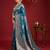 Teal blue colour silk blend woven zari designer saree with blouse
