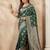 Green coloue silk blend woven designer saree with blouse