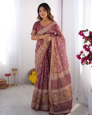Wine color ready to wear saree with unstich blouse 1