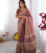 Wine color ready to wear saree with unstich blouse