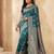 Sea green colour silk blend woven designer saree with blouse