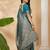 Sea green colour silk blend woven designer saree with blouse