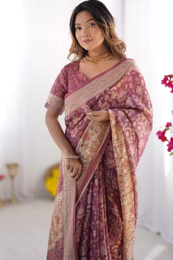 Wine color ready to wear saree with unstich blouse