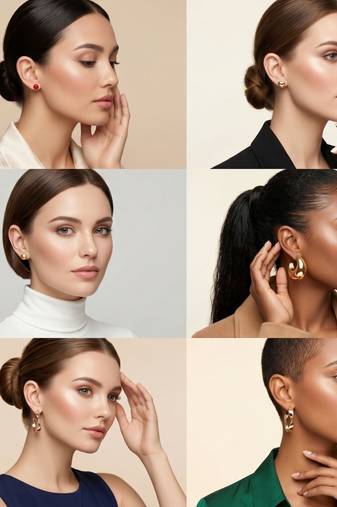 Wo  Set of 6 Rose-Gold-Plated Pear-Beaded Hoop Earrings