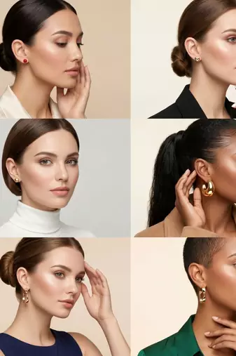 Wo  Set of 6 Rose-Gold-Plated Pear-Beaded Hoop Earrings
