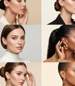 Wo  Set of 6 Rose-Gold-Plated Pear-Beaded Hoop Earrings