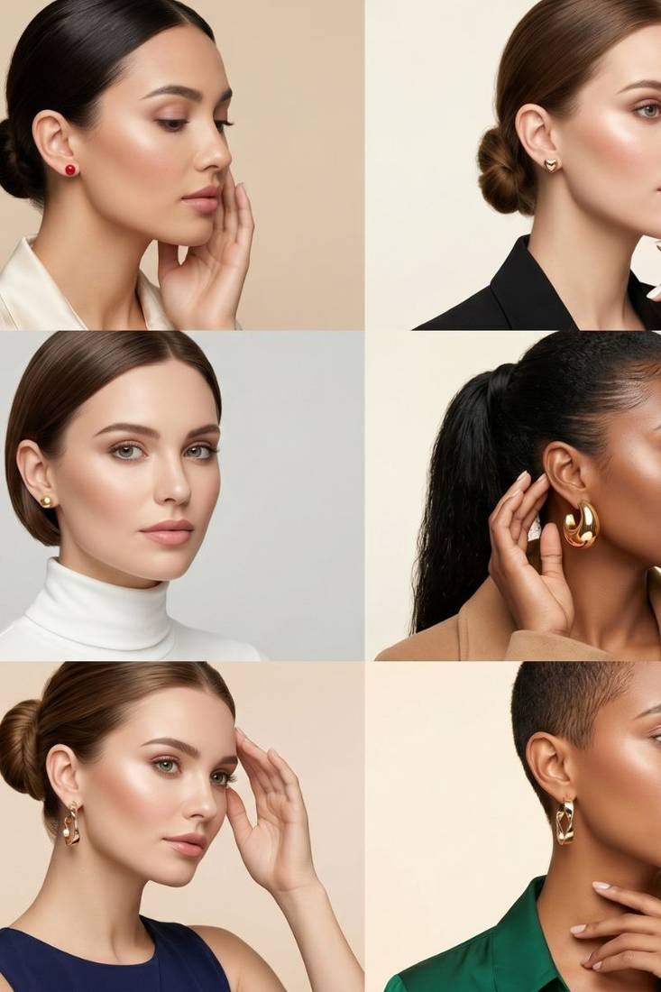 Wo  Set of 6 Rose-Gold-Plated Pear-Beaded Hoop Earrings